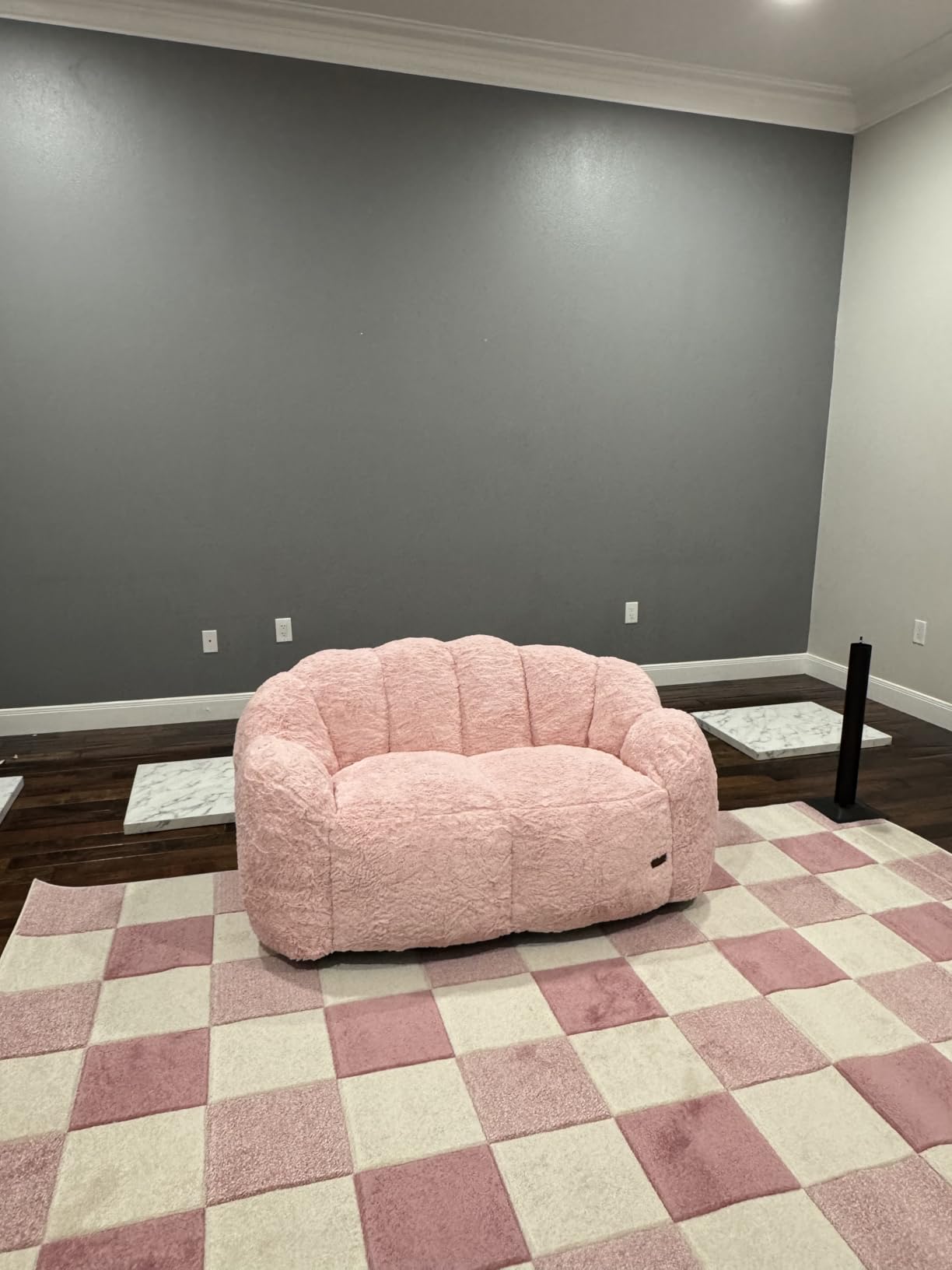 MAXYOYO Bean Bag Loveseat Chair, Faux Fur Beige photo review