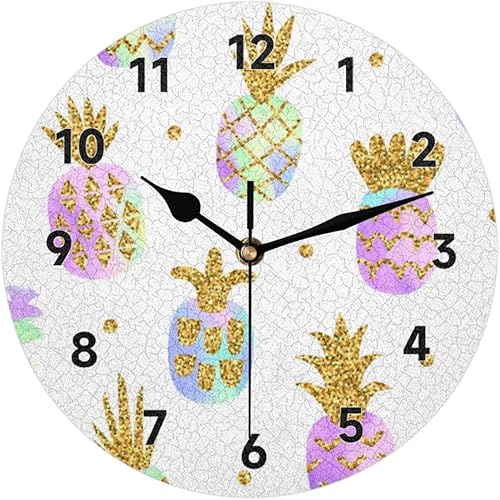 Reloj de pared de piña degradado dorado con pilas, silencioso, sin tictac, moderno, para sala de estar, hogar, oficina, dormitorio, cocina, reloj de disponible en Yaxa Peru