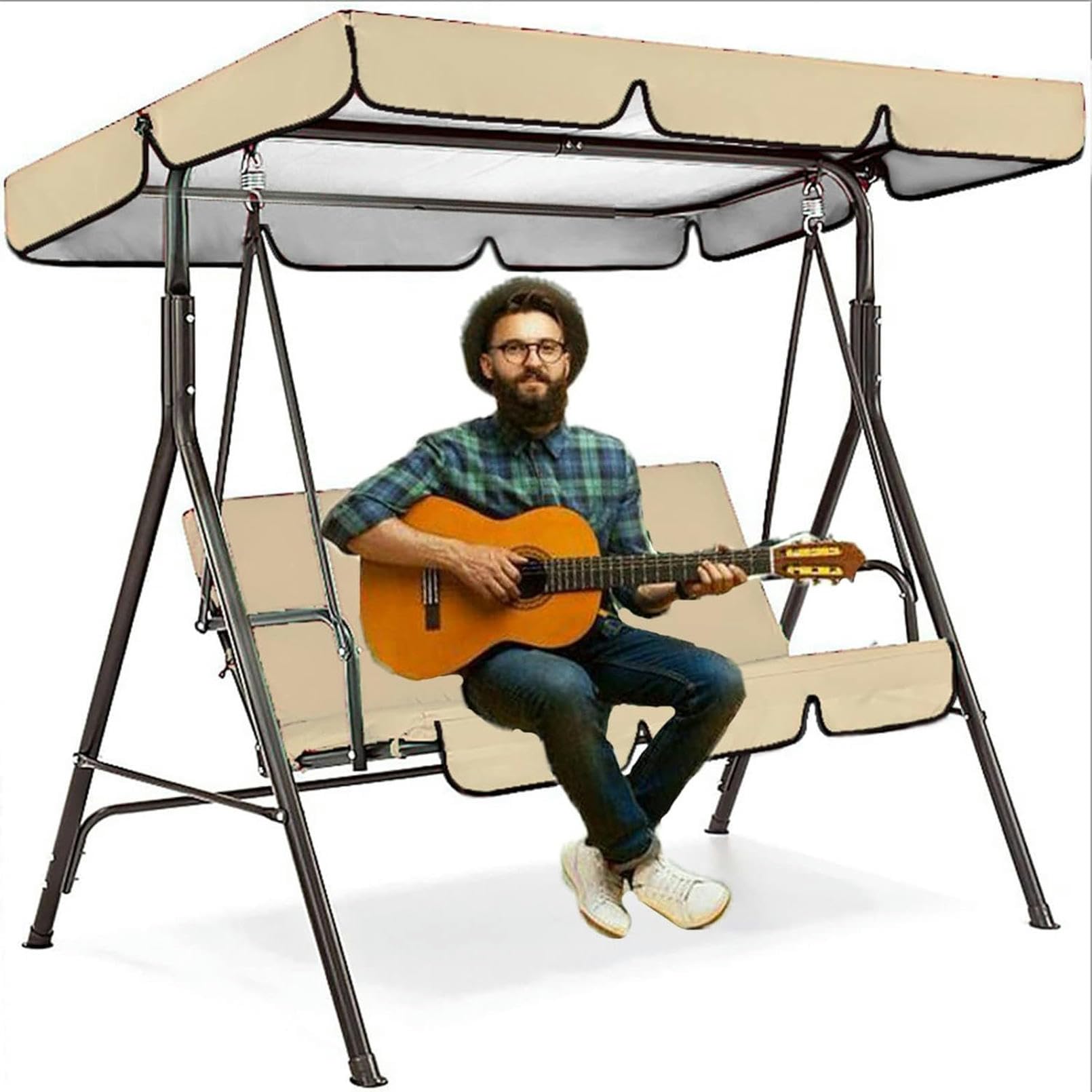 Juego de funda para columpio impermeable con asiento de jardín y parasol