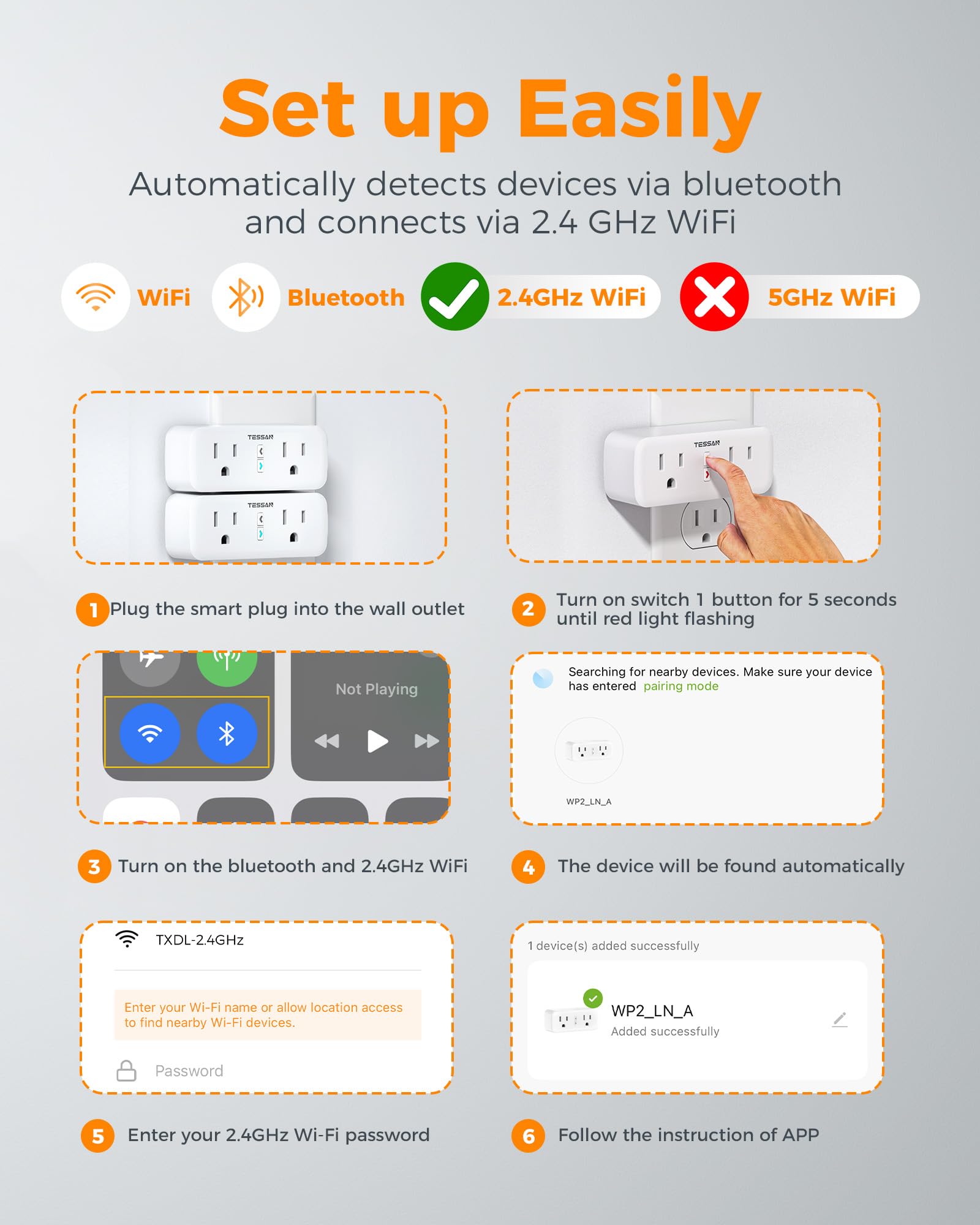 TESSAN 2 Pack Smart Plug WiFi Smart Outlet with Dual Sockets Compatible with Alexa and Google Home Remote — view 8