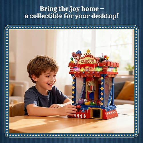 Miniatura 6 de PANTASY Kit de construcción de máquina de garra de circo retro, modelo de bloque de máquina de arcada estilo arcade con luces y música, juego de