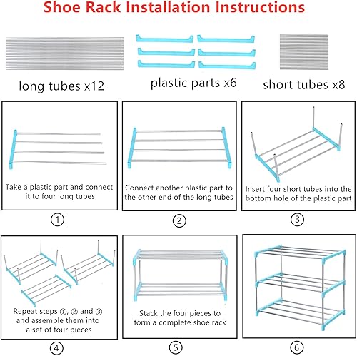 Miniatura 44 de Zapatero pequeño apilable, entrada, pasillo y armario, ahorra espacio de almacenamiento y organización (4 niveles, azul)