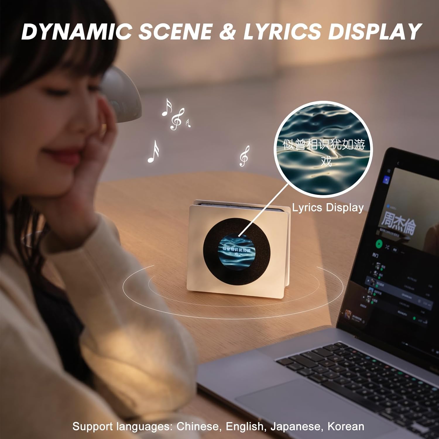 Bluetooth Speaker with Lyrics Display Portable Wireless Bluetooth Music Speakers with Screen Bass for House Home Outdoor Wireless Travel Mobile Blue Tooth Speaker for iPhone Android Birthday Gift