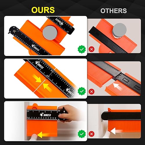 Miniatura 5 de JOREST - Medidor de contorno conectable (10+5 pulgadas), rellenos de calcetines para hombres, herramienta de perfil duplicador con cerradura, borde