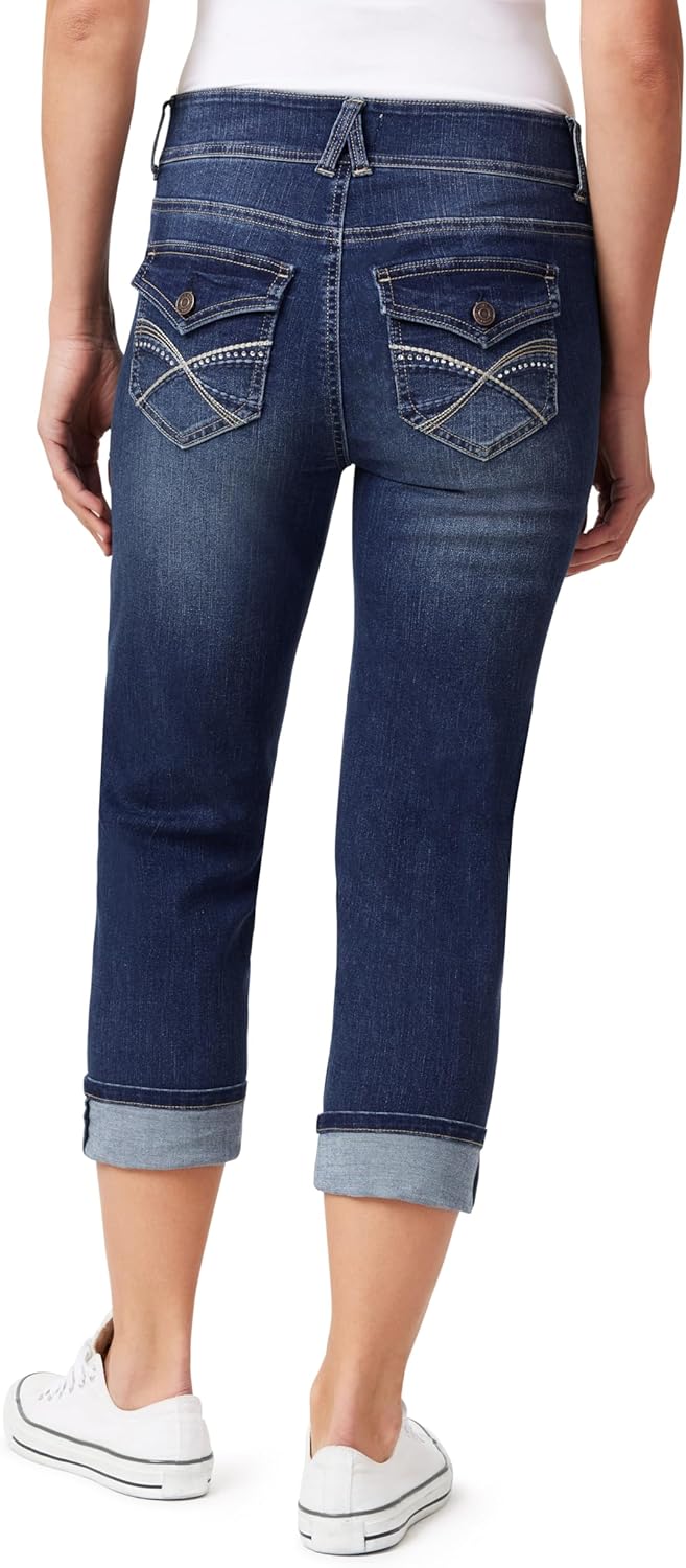 Angels Forever Young Womens Everflex Curvy Skinny Bling 23.5" Crop Jeans - Image 2