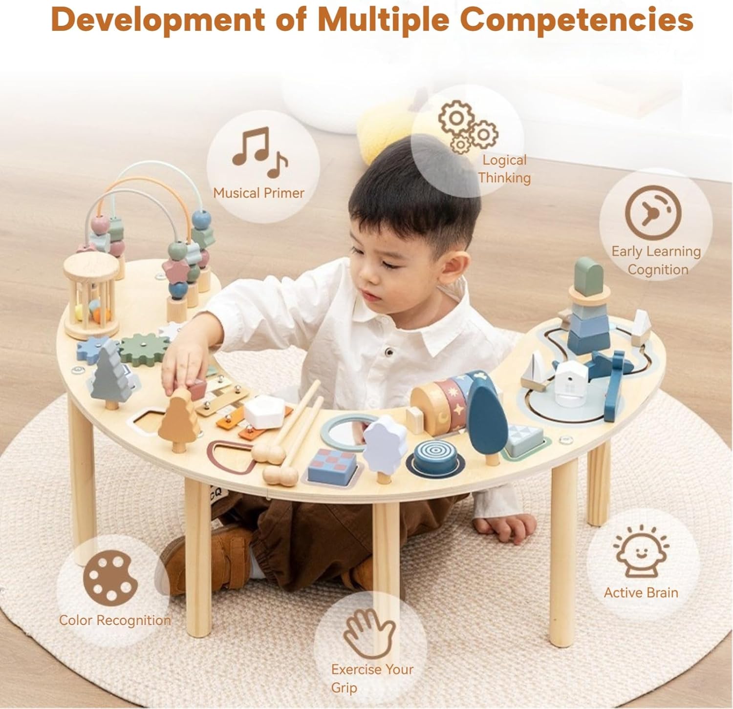 Montessori Activity Table for 1-3 Year Old | Large Size Busy Board & Sensory Toys | Learning Activity Center for Baby for 1 Year Old Boy or Girl