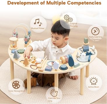 Montessori Activity Table for 1-3 Year Old, All in 1 Sensory Toy