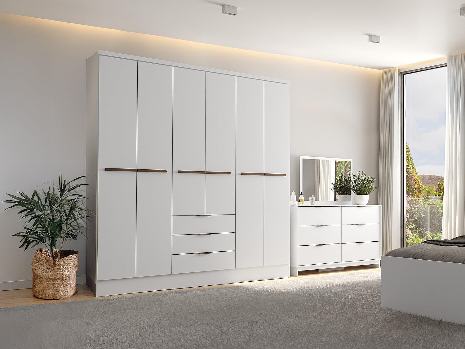 IRONCK Sistema Armadio Autonomo Con 3 Cassetti In Legno – Ripiani Regolabili E Asta Appendiabiti, Bianco 0,6 M