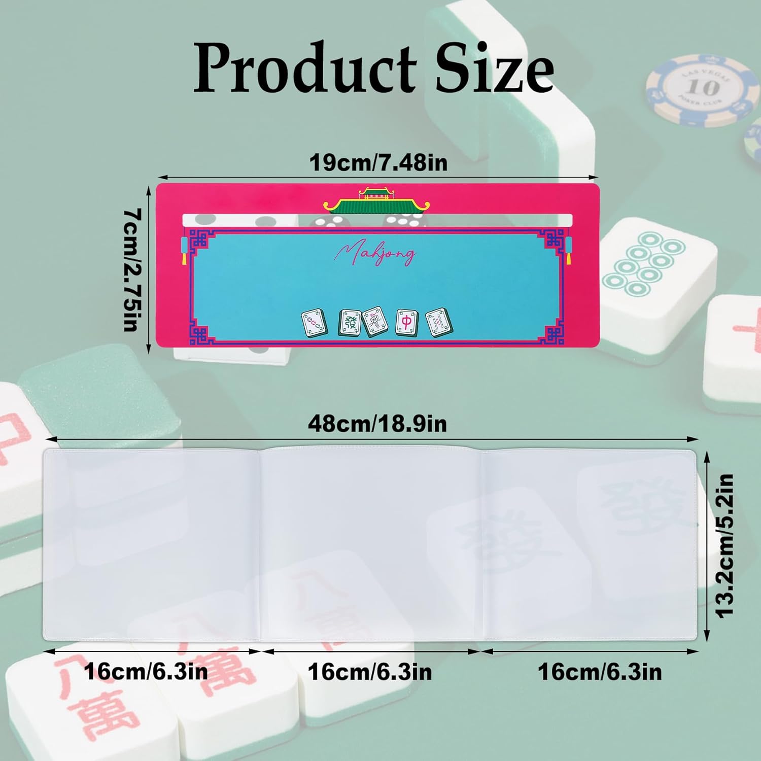 4Pcs Mahjong Card Sleeves and 4Pcs Line Finders Set - Fit Large Print Size (6 1/8”x4 3/4”) with Durable Matte Anti-Glare Plastic Card Holders & Mahjong Card Guide Strategy Tool for Beginners