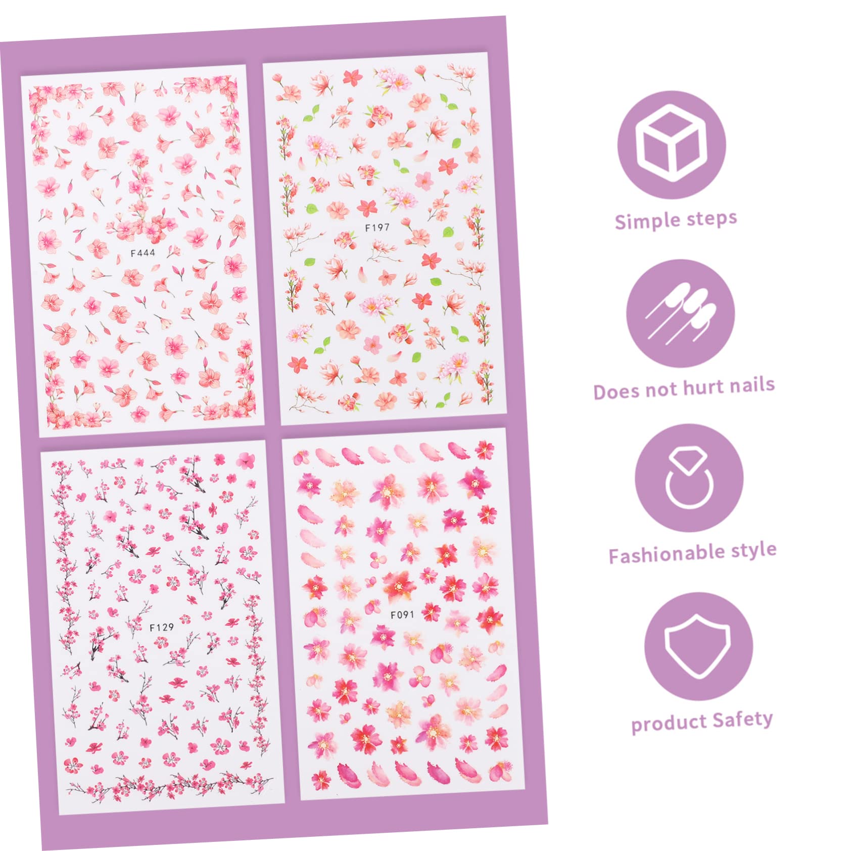 Healvian 32hojas Pegatinas De Uñas Autoadhesivas De Calcomanías De Arte De Uñas Para Decoración Para Acrílicas y Gel Para Salones y Uso Casa