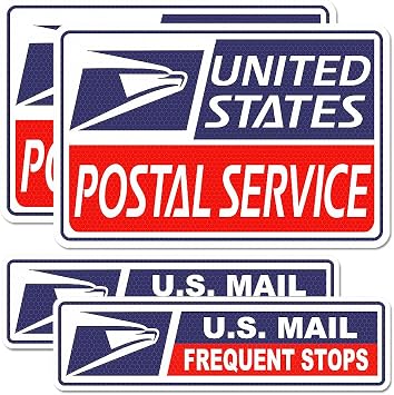 4 Pack Reflective Rural Mail Delivery Magnets, Professional U.S. Driver Magnetic Signs, Rural Delivery Carrier Magnets Decal Waterproof Magnetic Bumper Stickers - 30 Mil Thicknesses