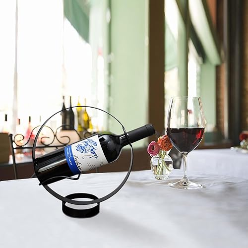 Miniatura 6 de Soporte de metal individual para botellas de vino, soporte de exhibición de almacenamiento de vino de mesa, soporte independiente para encimera,