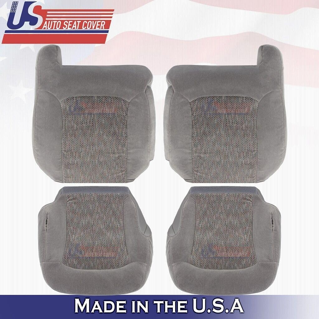 US Auto Seat Cover U.S.AutoSeatCover 2000 2001 2002 Compatible with Chevy Tahoe Compatible with Suburban Front Set Tops&Bottoms Cloth Covers Gray