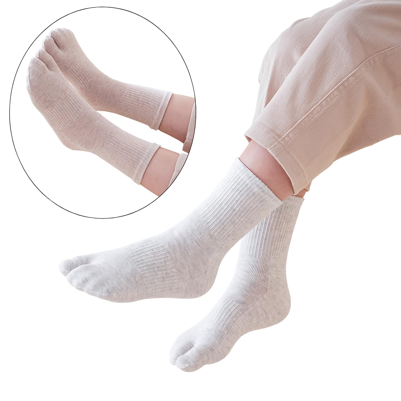Tabi Lot de 6 paires de chaussettes de sport en coton à bout fendu pour enfants filles garçons de 2 à 15 ans