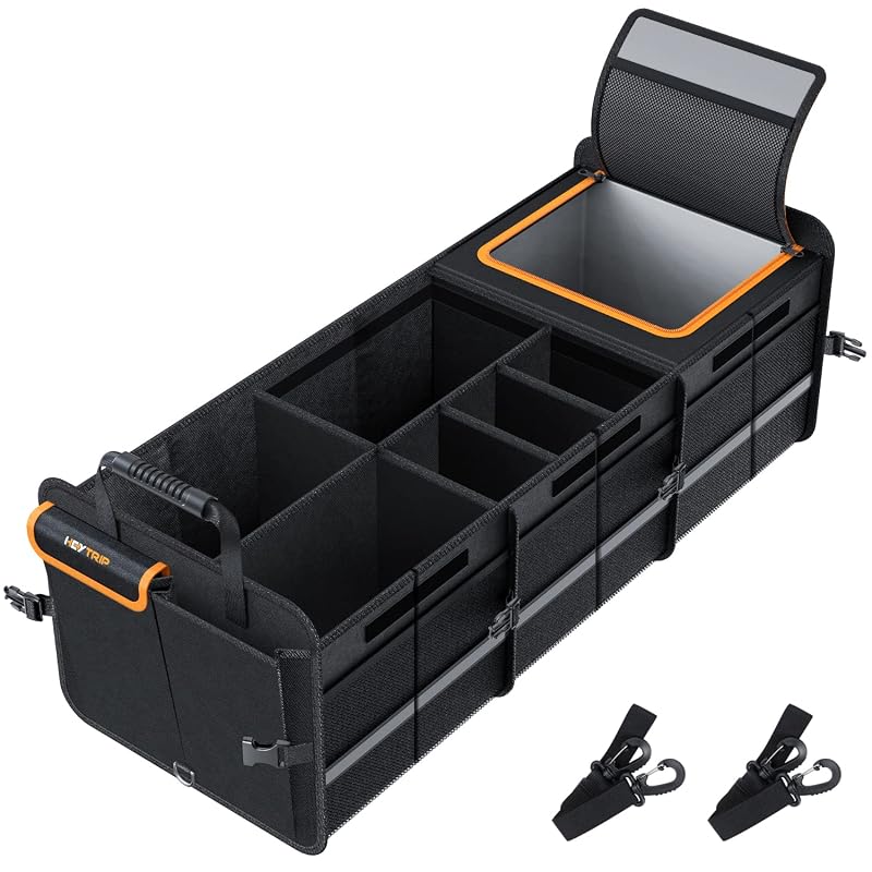 Organizador grande para porta-malas HEYTRIP com bolsa térmica integrada, preto