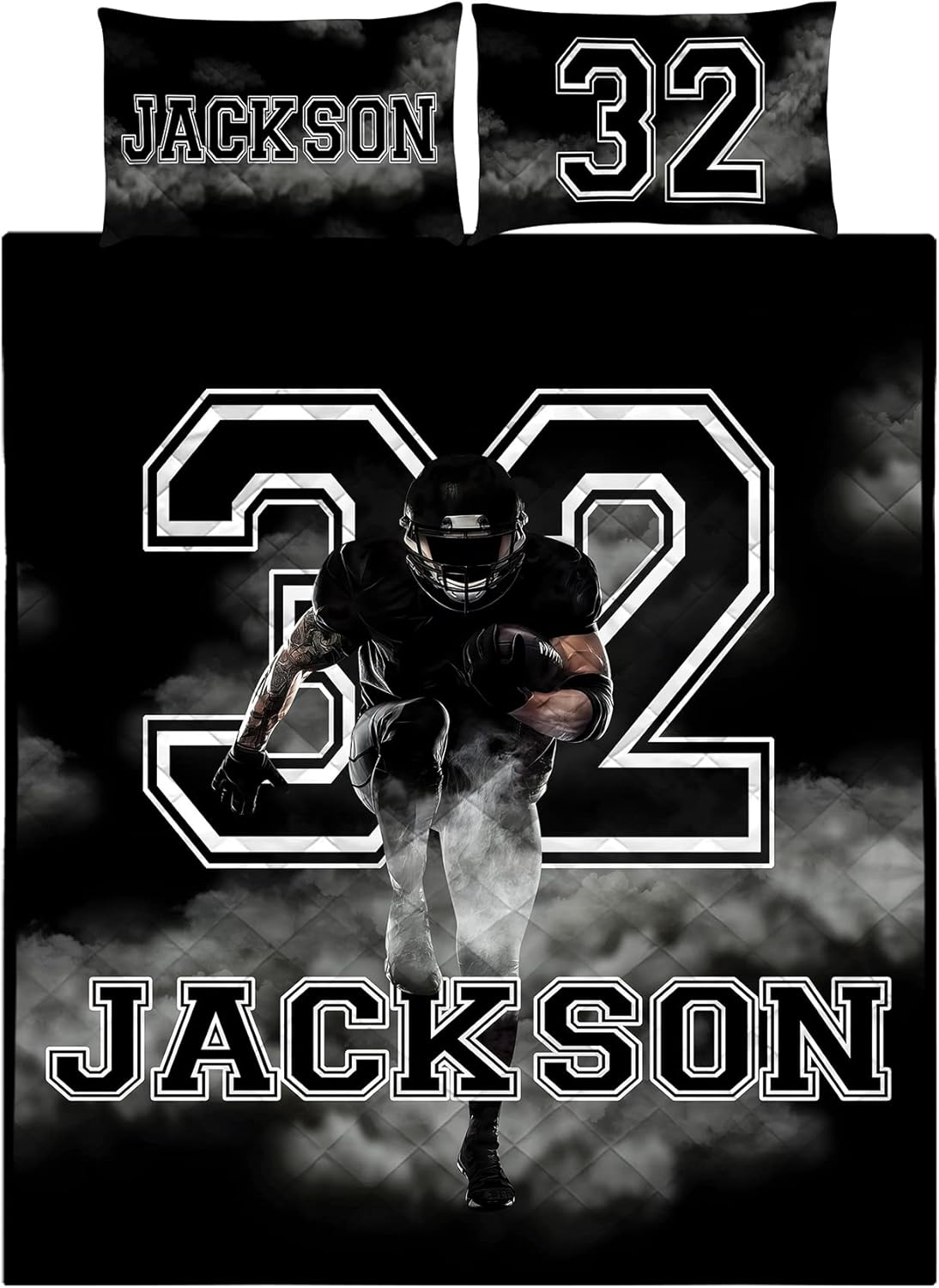 Custom Football Quilt Bed Set - King, Queen, Twin Comforter & Throw, Luxury Sports Comforter Set for All Seasons for Football Fans