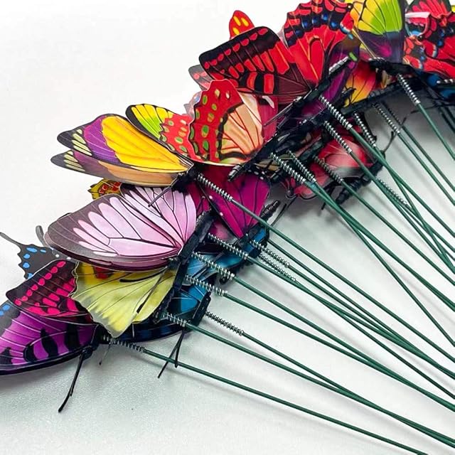 Garden Butterflies Stakes Dragonflies Ornament for Yard Patio Party Decorations Simulation Plastic Fake Butterfly for Outdoor Wall Art, Plant Decoration 30 Pieces)