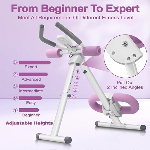 Miniatura 4 de Máquina de abdominales, máquina de entrenamiento abdominal ajustable para gimnasio en casa, equipo de entrenamiento de abdominales plegable con
