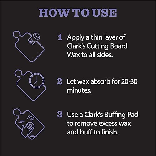 Miniatura 7 de CLARK'S Kit de cuidado de aceite y cera para tabla de cortar el juego incluye aceite mineral de grado alimenticio (12 onzas) y cera de abeja de