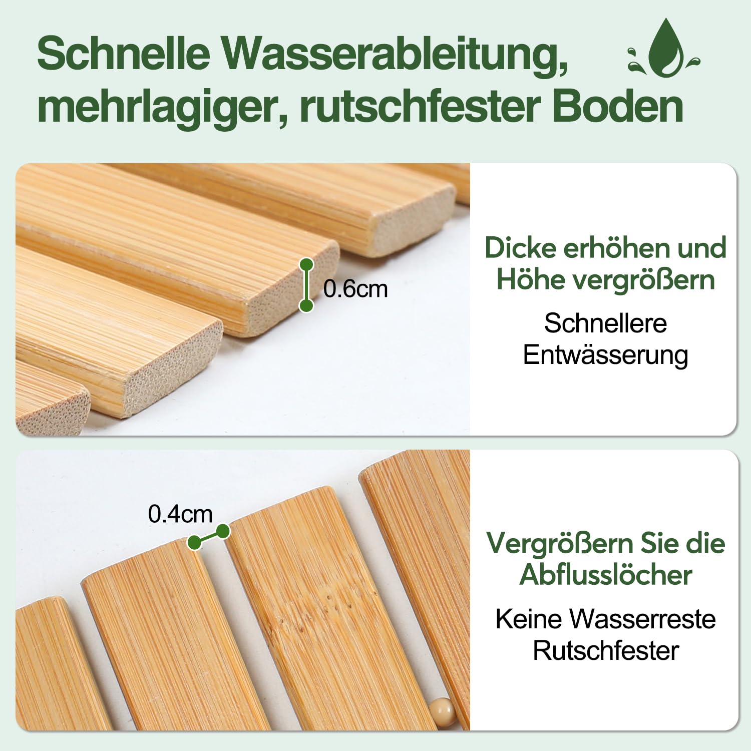 Tapis de bain en bambou, 120 x 50 cm, antidérapant, enroulable, pour salle de bain et sauna