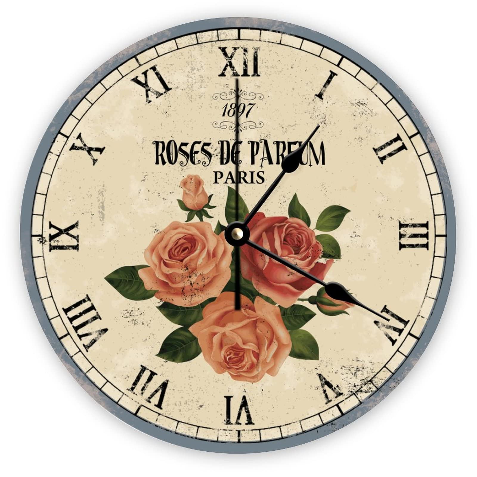 Horloge murale en bois fleurs françaises Mighun déco haut de gamme