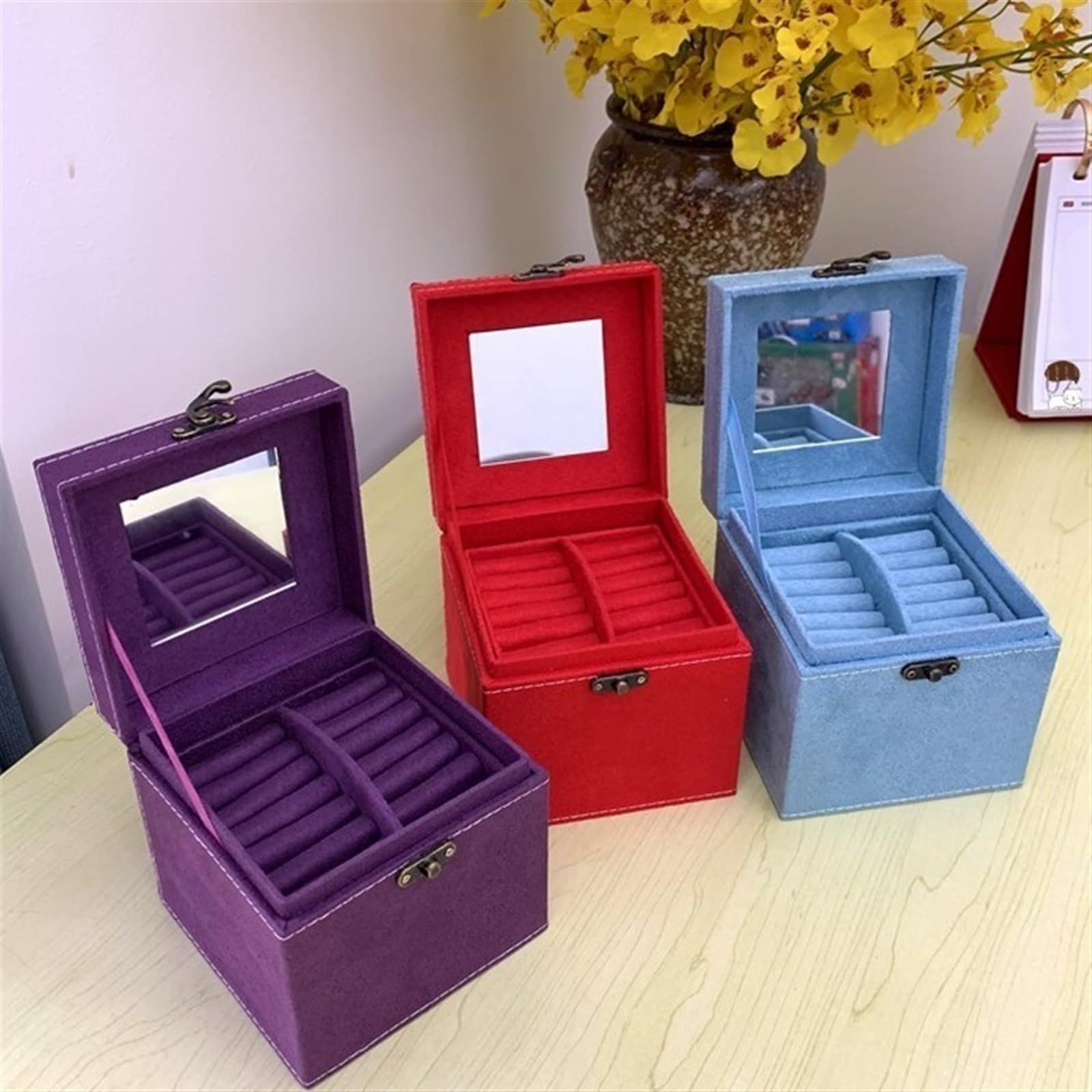 Scatola multifunzionale for gioielli, compatta 4,7x4,7 pollici porta gioie