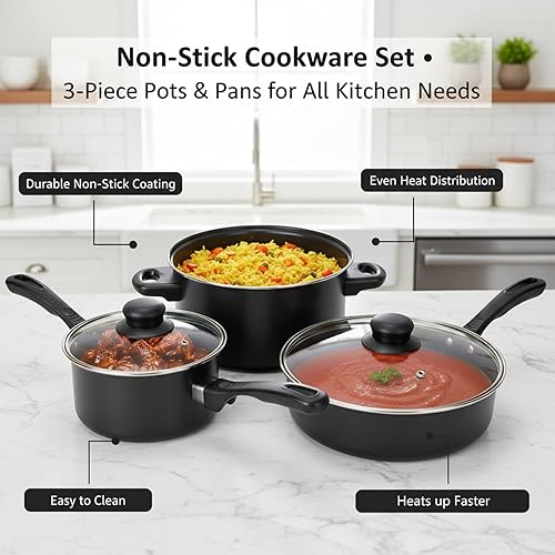 Miniatura 6 de Juego de ollas y sartenes antiadherentes, juego de utensilios de cocina de 13 piezas con sartenes, tapas de cacerola, espátula de cuchara y