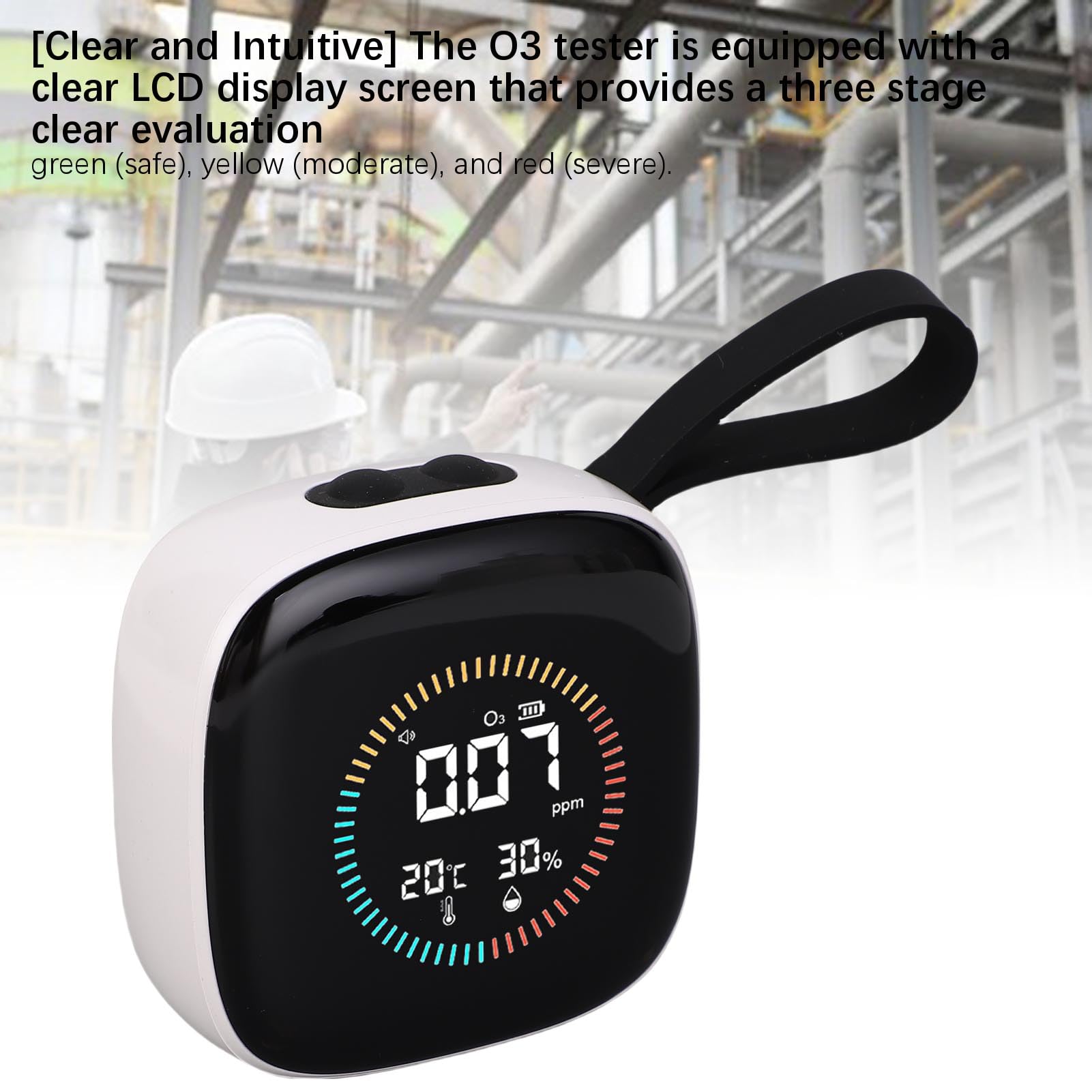 Medidor de Humedad y Temperatura O3 3 en 1, Pantalla LCD de 0-50 Ppm Probador de O3 Portátil con Pantalla LCD y Cordón Batería de Gran Capacidad para el Hogar, Viajes, Camping,