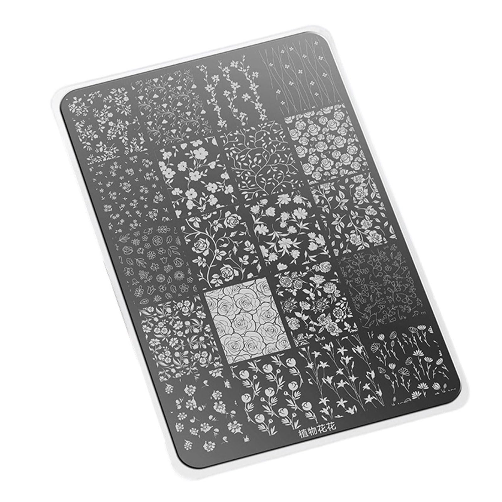 Maxtonser Reusable Stainless Nails Template Tool 50+ Intricate Patterns Nails Stamping Plate For Professional Manicurists