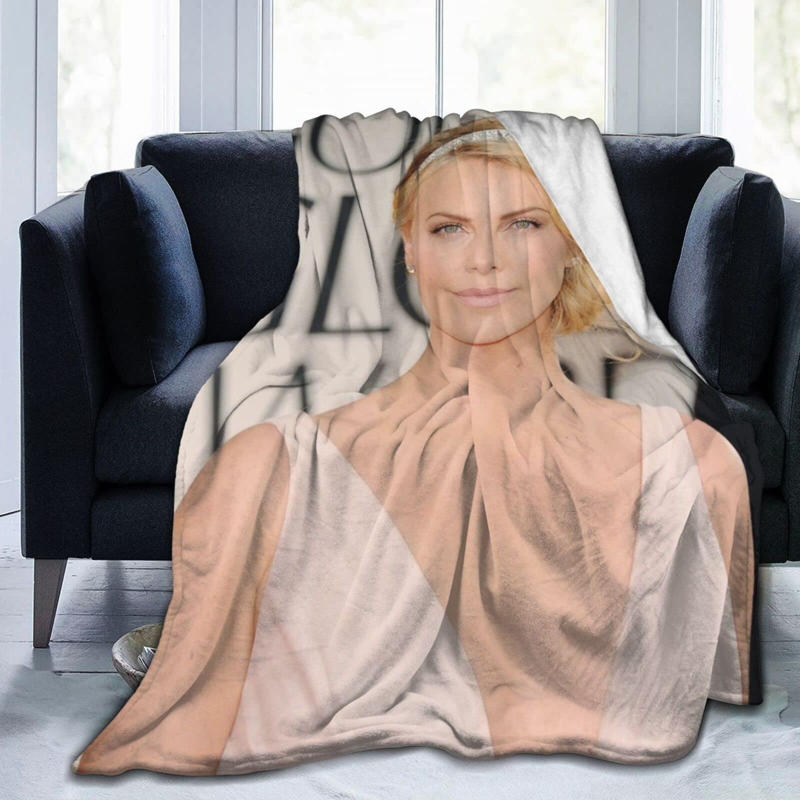 Yingd Black Charlize Celebrities Theron Throw Blanket, Ultra Soft Flannel Fleece Lightweight Throw Blankets Warm Air Conditioning Blanket For Couch Sofa Bed 60"X50"-50 X40