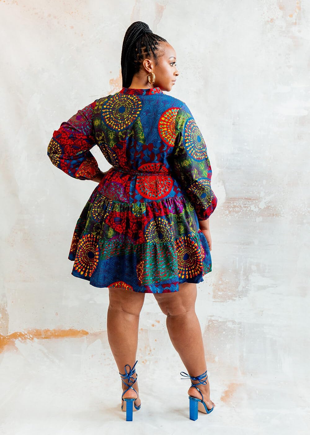 D'IYANU | Malia African Dress for Women – Elegant African Attire – Ankara Print Mini Dress in Regular & Plus Sizes - Image 7