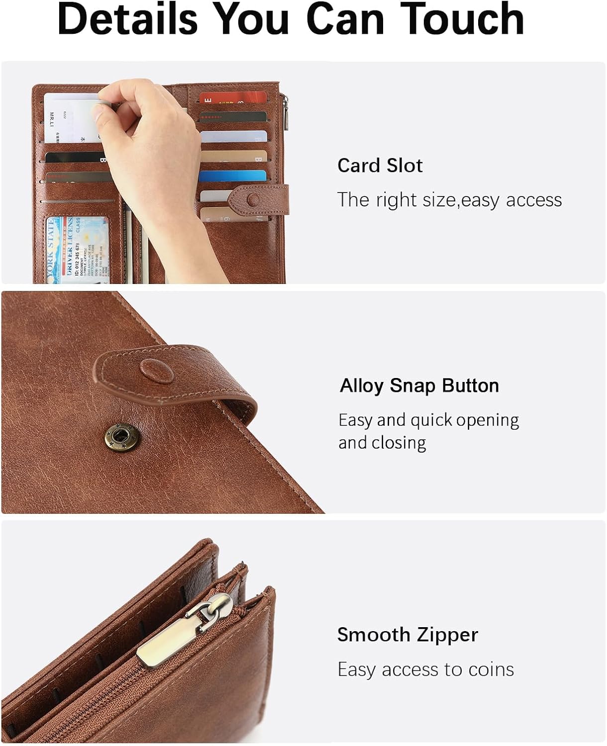 SENDEFN Wallet for Women RFID Blocking Leather Clutch Long Purse Large Capacity Credit Card Holder Wristlet - Image 4