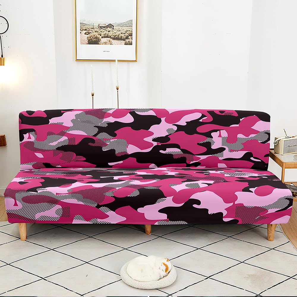 Housse De Canapé Clic-clac Camouflage - Taille L (190-230 Cm), Sans Accoudoirs, élastique, Polyester/spandex, Lavable Machine, Protection Et Décoration