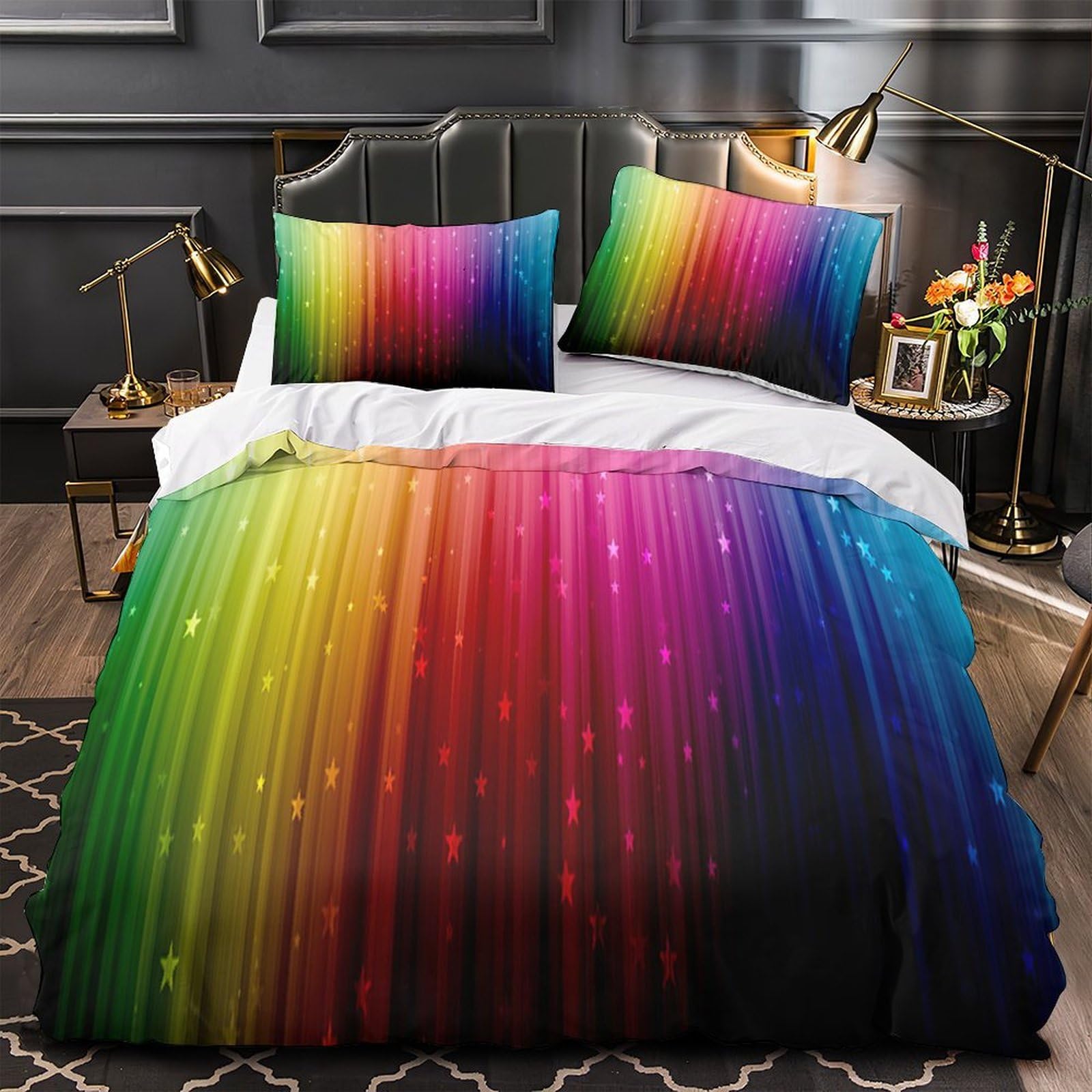 Parure de lit 3D microfibre douce et résistante avec zip