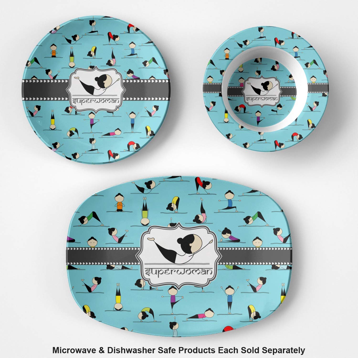 Personalized Yoga Poses Plastic Bowl - Microwave Safe - Composite Polymer