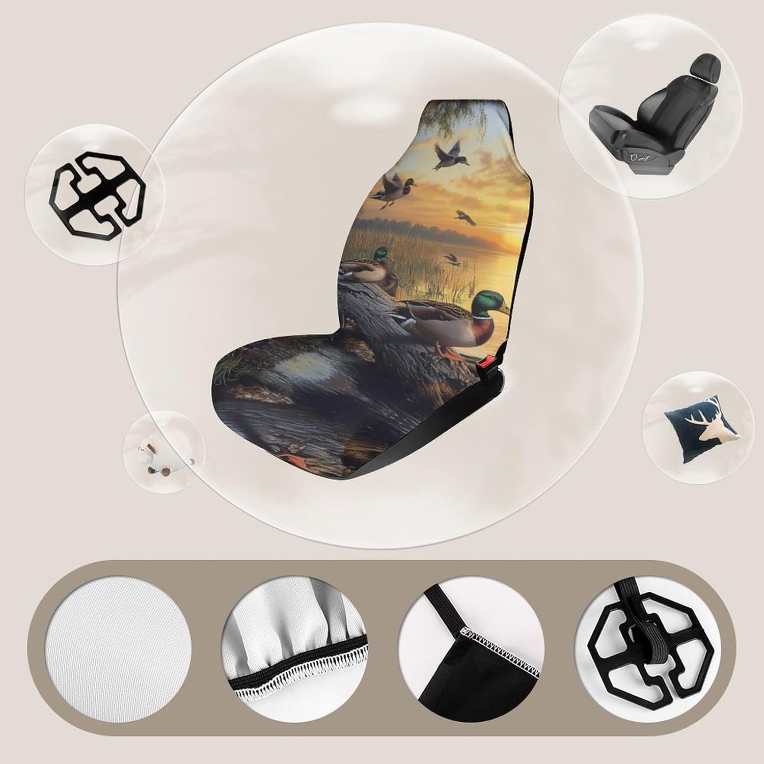 Mallard Ducks Lake Car Seat Covers Universal Car Front Seats Protector Auto Interior Accessories 2PCS