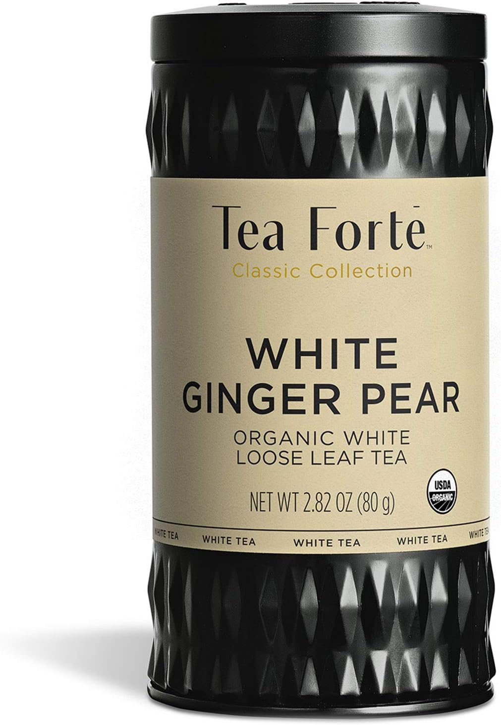 Tea Forte White Ginger Pear Premium Organic Loose Leaf Caffeinated White Tea Blend Canister, Makes 35-50 Cups