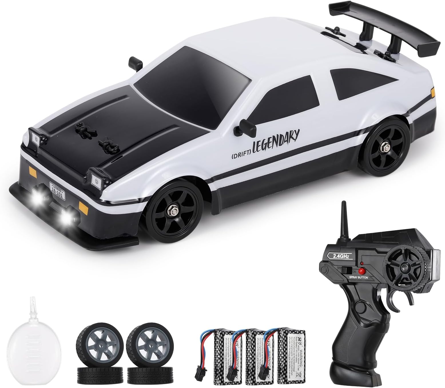 1:16 RC Drift Car, 18KM/H 4WD 2.4GHz Remote Control Cars, 2024 New Upgrade High Speed Racing Car with 3 Batteries, Extra Tires, Toy Car Gifts for Boys Girls