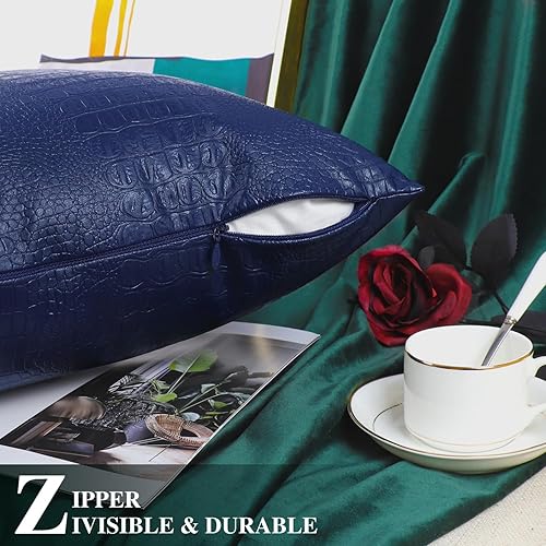 Miniatura 187 de BRAWARM Fundas de almohada de piel sintética de 16 x 16 pulgadas, paquete de 2 fundas de almohada de cuero plateado, almohadas decorativas de piel