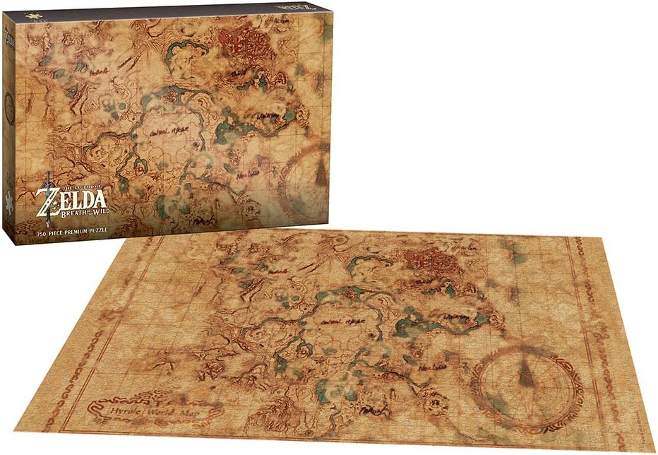 Zelda Breath of The Wild Hyrule Map 750 Piece Puzzle | Art from The Legend of Zelda Breath of The Wild Video Game| Official The Legend of Zelda Merchandise | Premium Puzzle