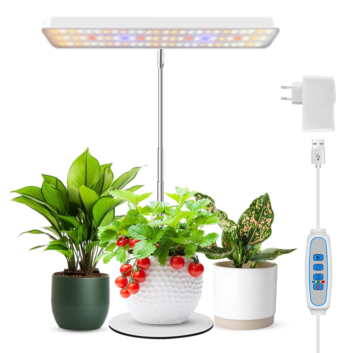 Wiaxulay Pflanzenlampe LED, 78LED Vollspektrum Wachstumslampen,  Pflanzenlicht fr Zimmerpflanzen, Hhenverstellbares Desktop Grow Light mit  Auto Timer 6/12/16Hrs, 3 Lichter Modi und 5 Helligkeit : Amazon.de: Garten