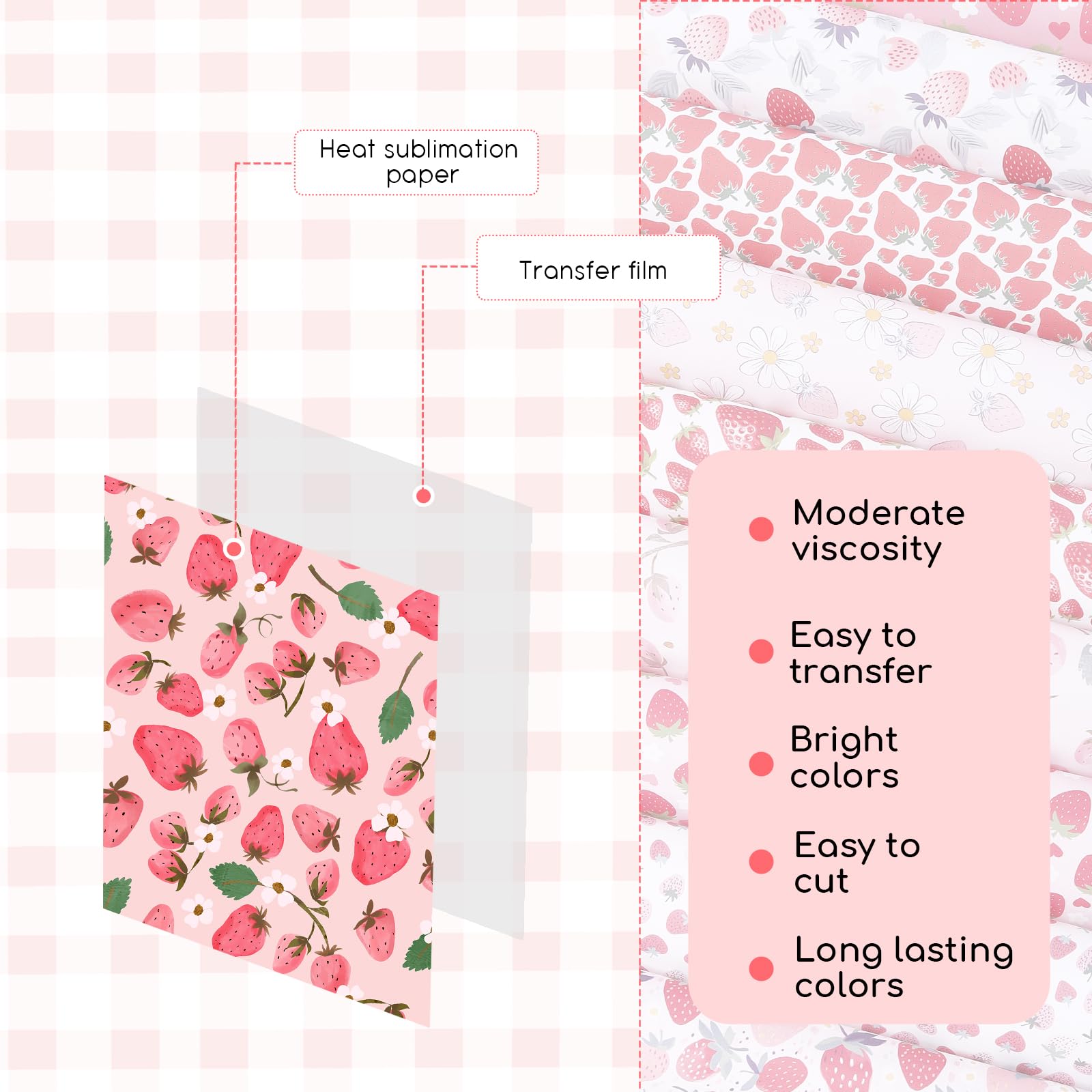 Tintnut Papel de transferencia de sublimación de fresa, 10 hojas de tinta de transferencia de sublimación con patrón de flores de 12 x 10 pulgadas, compatible con Cricut o Silhouette