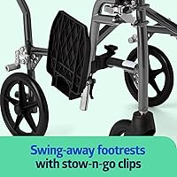 Vista 5 de Silla de ruedas Medline, ultraliviana, con asiento amplio de 19 pulgadas, reposabrazos tipo escritorio permanentes y reposapiés abatibles