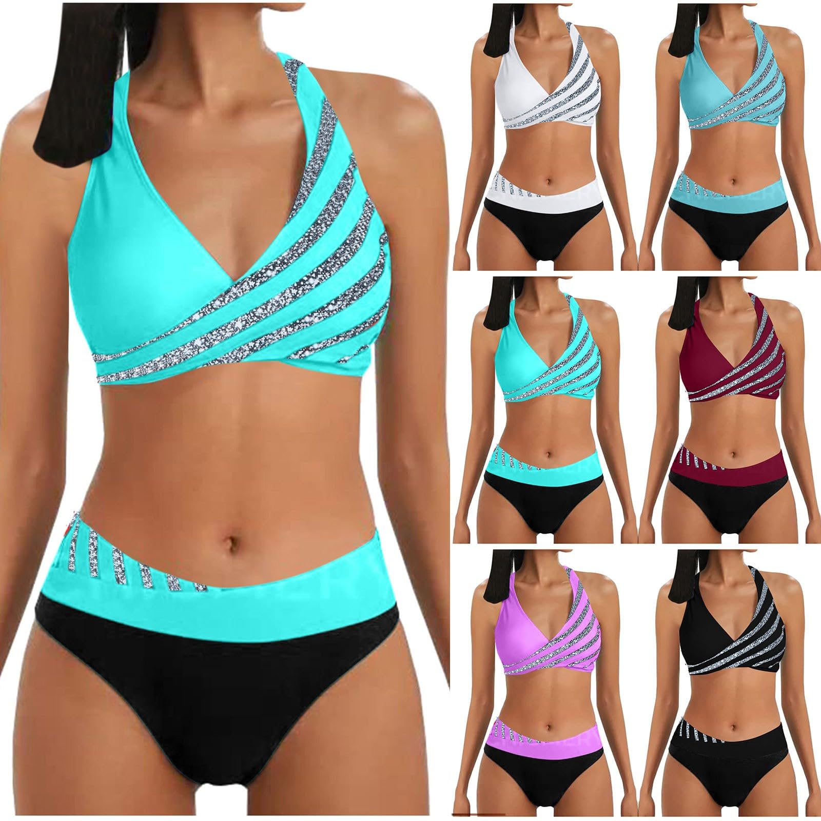 Conjuntos De Bikini for Mujer Conjunto Traje Baño Estampado con Parte Inferior for, Verde, S