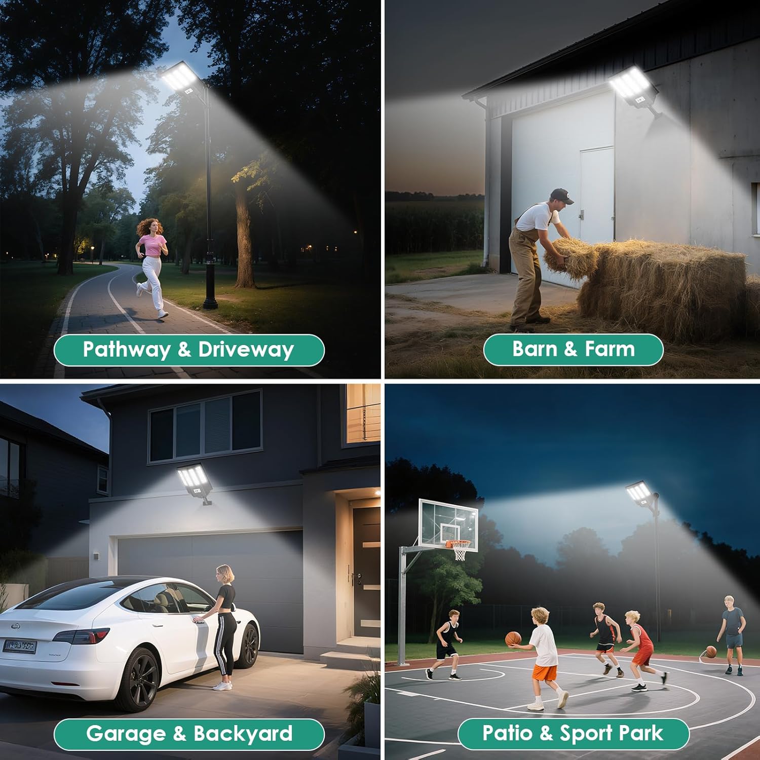 1200W Solar Street Lights Outdoor Waterproor, Solar Flood Light Dusk to Dawn with Radar Motion Sensor and Remote Control, Pole or Wall Mounted, for Outside Yard Driveway Barn Garage Patio