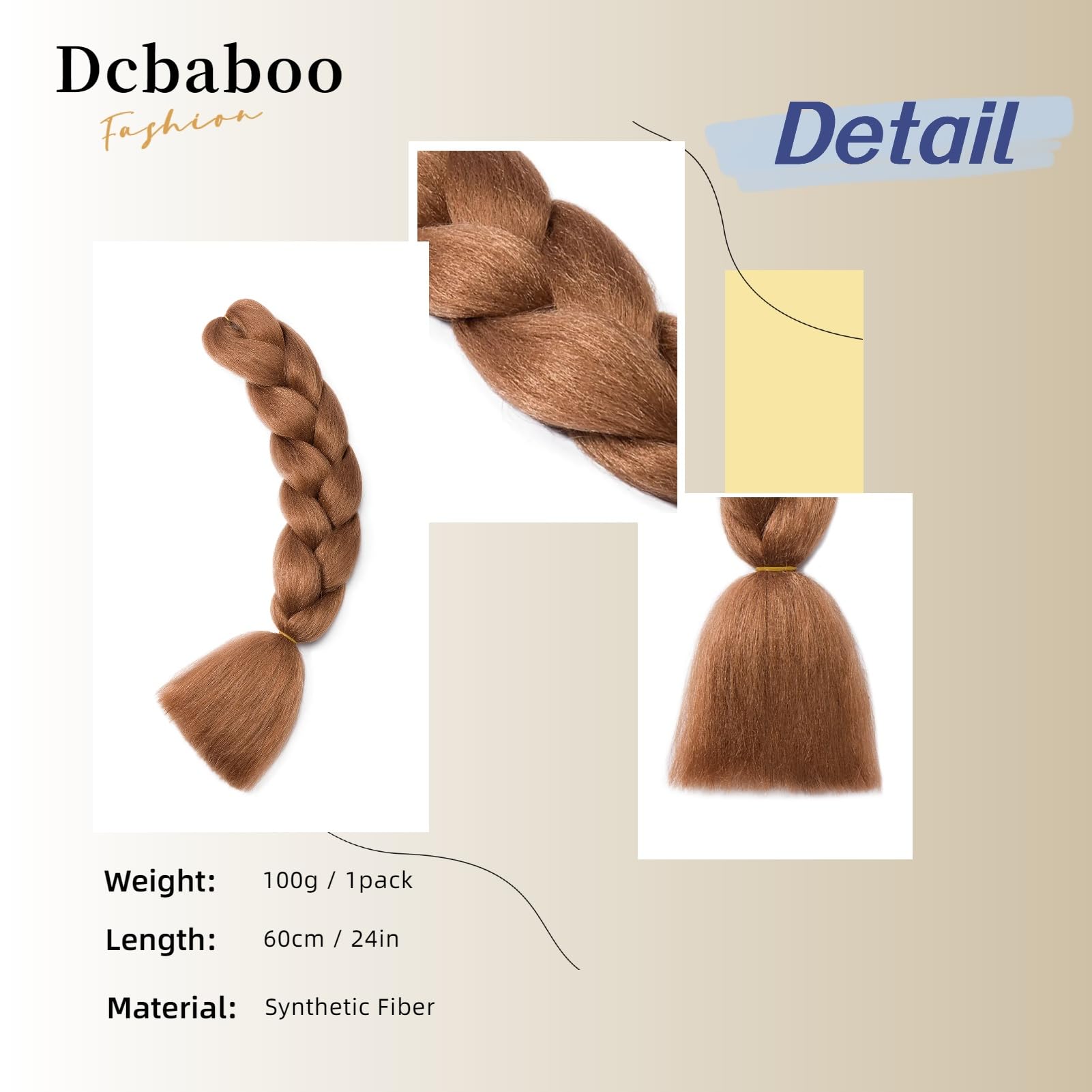 Dcbaboo Blonde Hair Extensions for Braiding Jumbo Braiding Hair Extension 1pack 24inch Synthetic Hair Kanekalon Ombre Braids Extensions Hair Afro Crochet Twist Box Braids 100g - Image 2