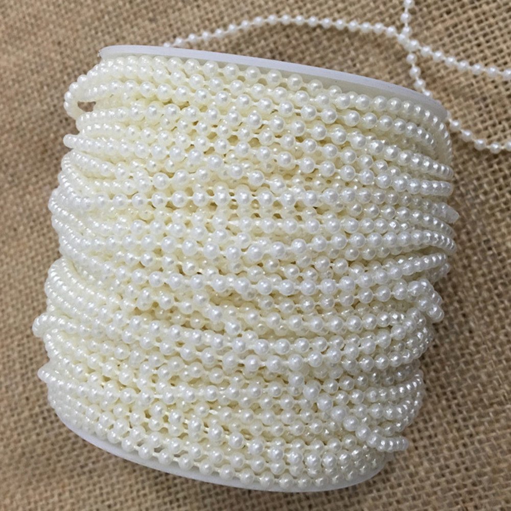 Ozxchixu Ivory 3Mm Bead Pearl String (Ivory) For Craft, Wedding Decoration(10M)