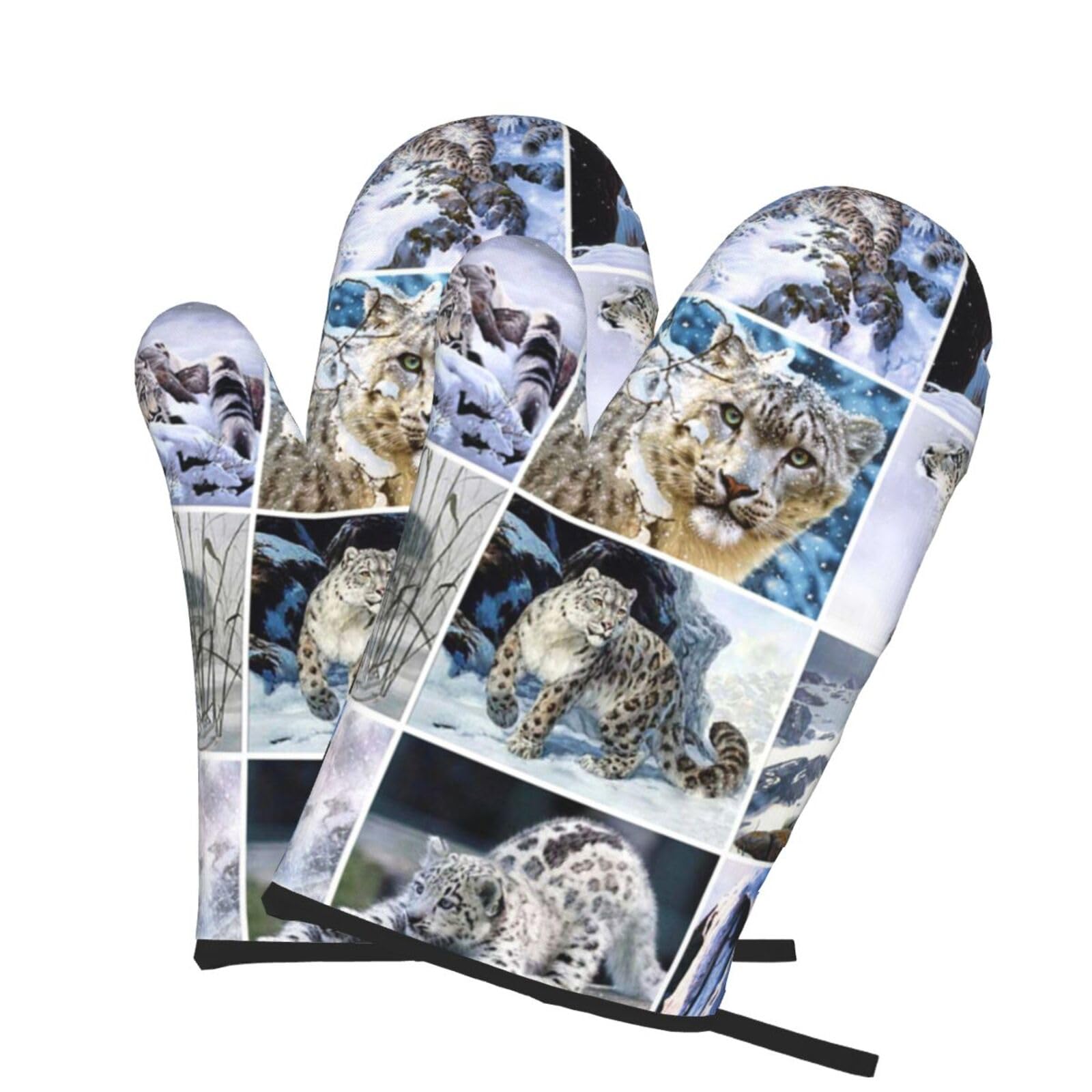 Oven Mitts Set of 2 Pcs, Tiger pattern Prints Heat Resistant Kitchen Gloves for Cooking Baking Grilling