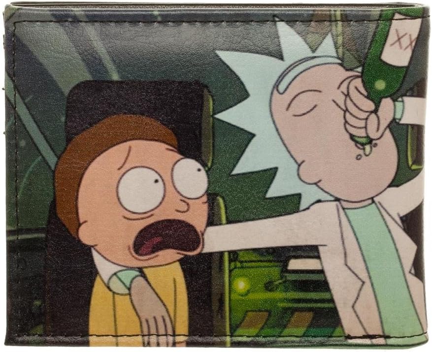 bioWorld Adult Swim Rick and Morty PU Faux Leather Bifold Wallet,Black,One Size