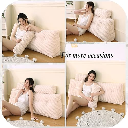 Miniatura 6 de Gpround Almohadas de cuña para cabecero + 2 almohadas enrollables para cabecero, cojín grande para reposo en cama, almohadas de lectura, almohadas